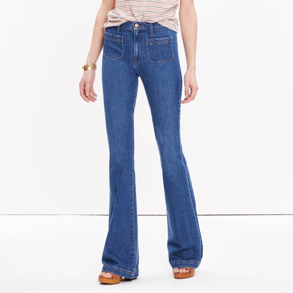 Madewell Blue Flare Jeans - High Waist Wide Leg